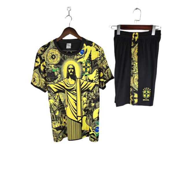 2025-26 KIDS  Brazil yellow Jesus Special Edition  training suit