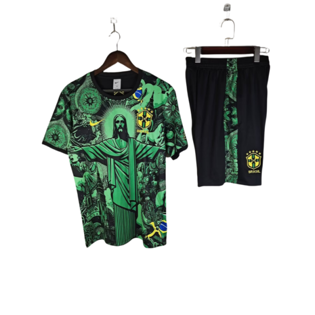 2025-26 KIDS  Brazil green Jesus Special Edition  training suit
