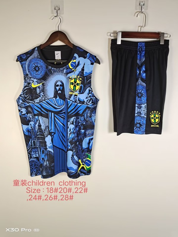 2025-26 KIDS  Brazil blue Jesus Special Edition Vest training suit
