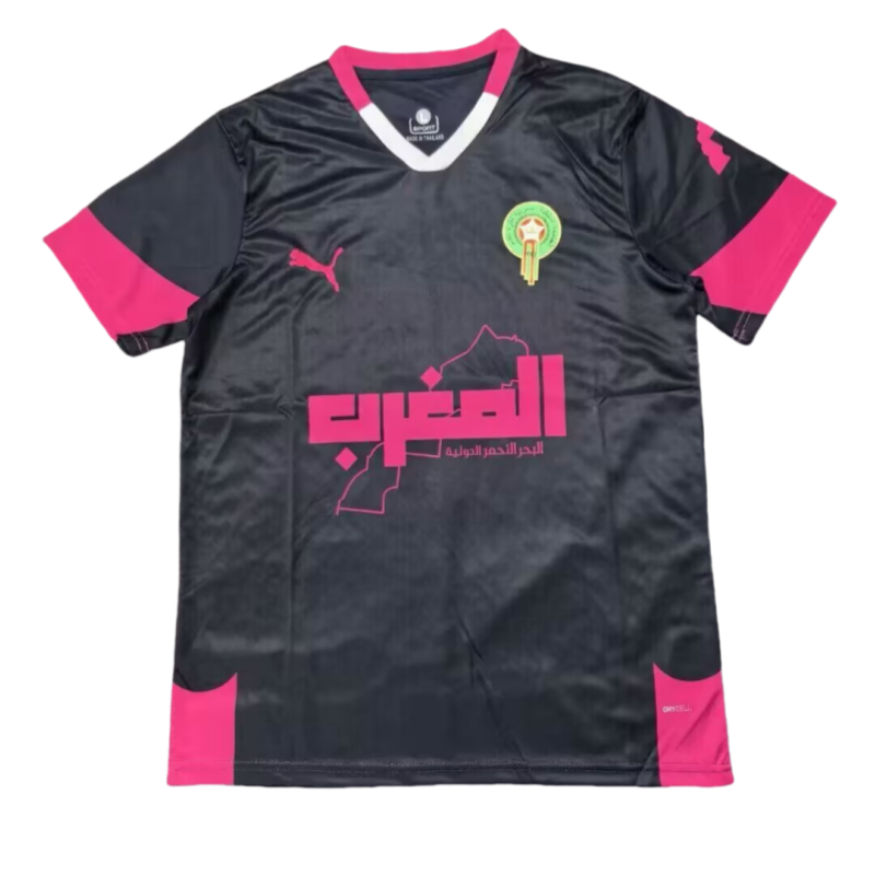 2025-26 Mens Morocco Black Red soccer Jersey
