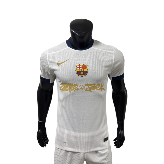 2025/26 Mens Barcelona white Player Co branded version soccer jersey