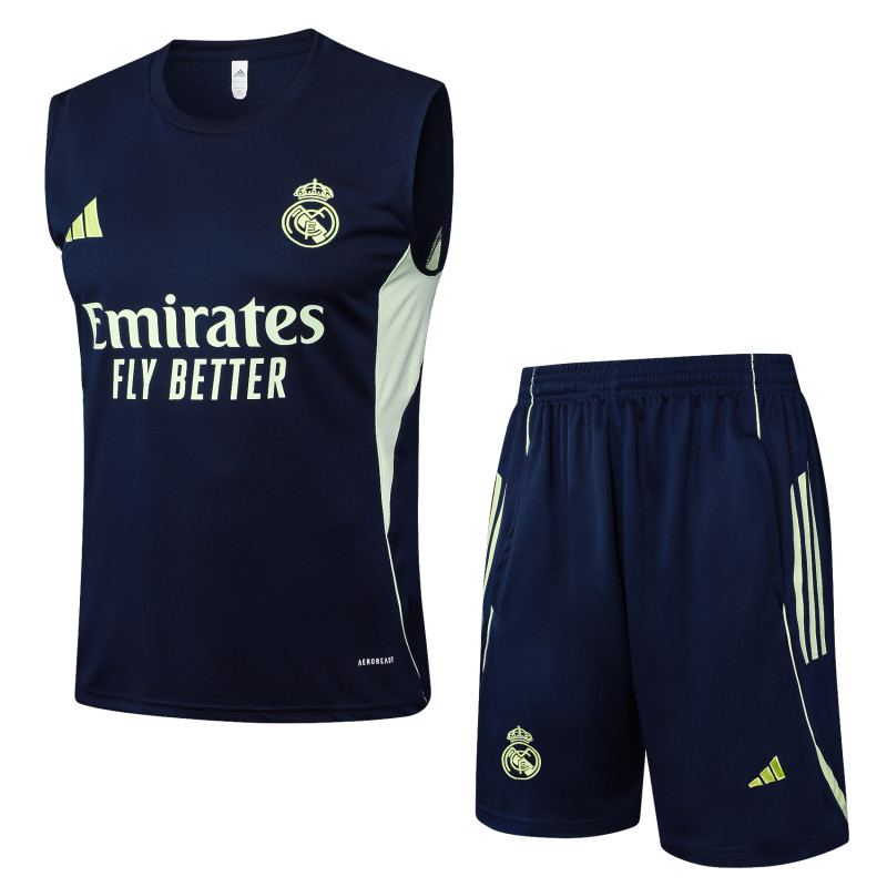 2025-26 Mens Real Madrid Upper Blue vest Training Short Suit