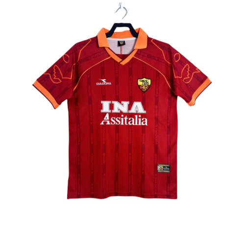 1999-00 Mens Rome red  home Retro soccer Jersey