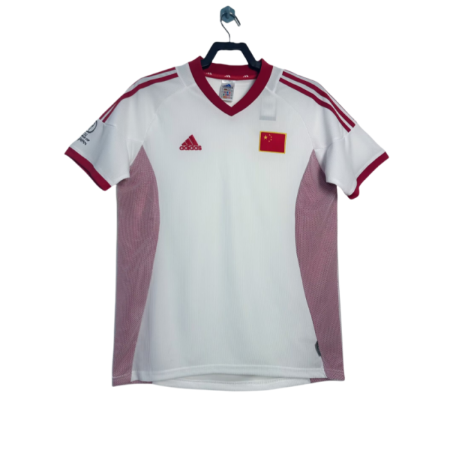 Retro Mens China home white soccer jersey 2002