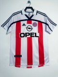 Retro  Mens Bayern Munich  away Red and white soccer  Jersey 2000-02