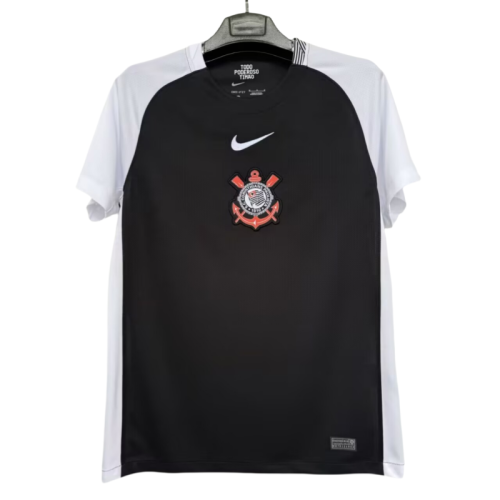 2025-26  Mens Corinthians away 1:1 black soccer jersey