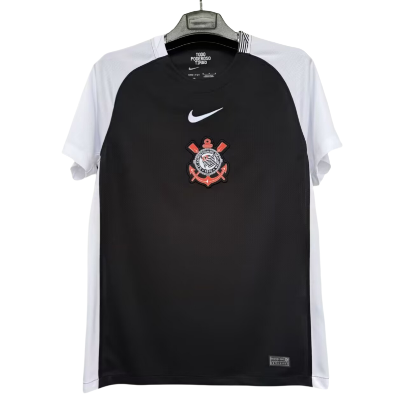 2025-26  Mens Corinthians away 1:1 black soccer jersey