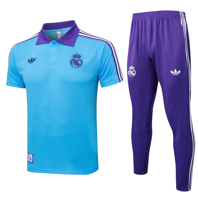 2025-26 Mens Real Madrid light blue Retro Edition  Short traning suit