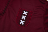2025-26  Mens Ajax Deep jujube red Retro version half-pull Training suit  B2540#