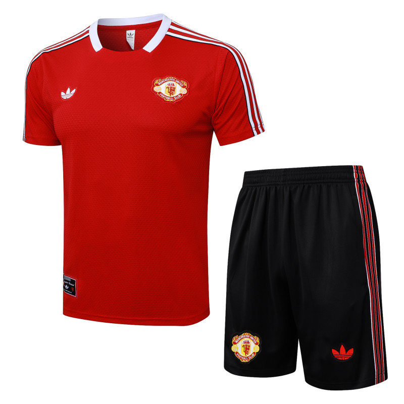 2025-26 Mens Manchester United red Retro version Short Training Suit