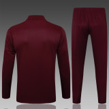 2025-26  Mens Ajax Deep jujube red Retro version half-pull Training suit  B2540#
