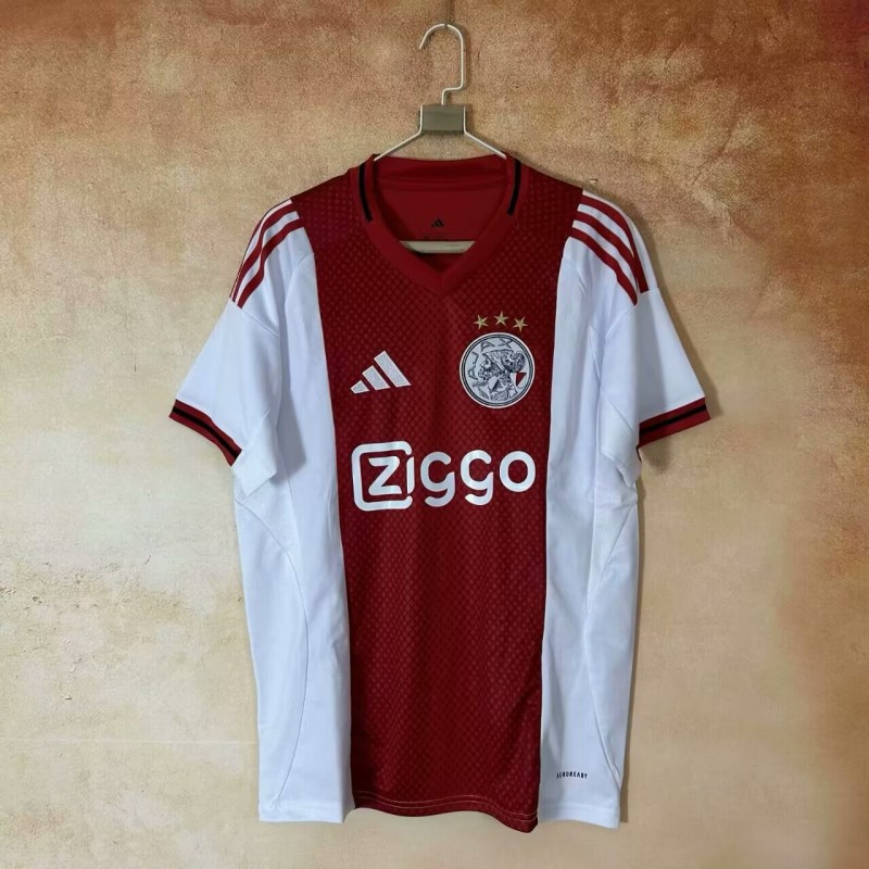 2025-26 Mens Ajax home Red and white soccer Jersey