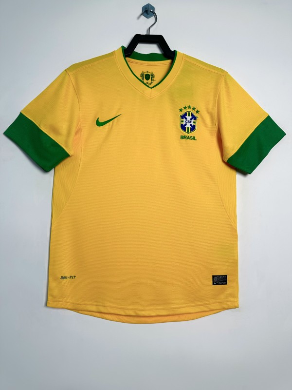 Mens Brazil Retro Home soccer Jersey 2012-13