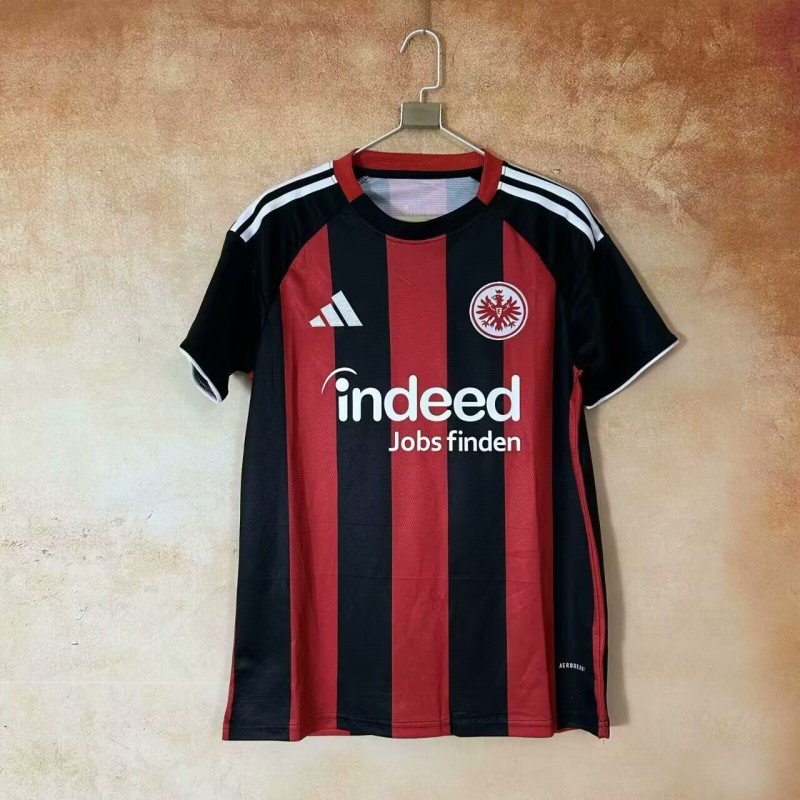 Mens Frankfurt  home Black red Soccer Jersey 2025-26