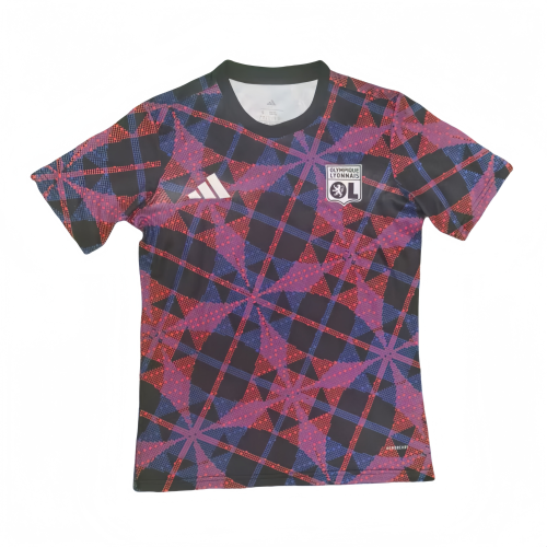 2025-26 Mens Lyon Red and black pre match training clothes jersey