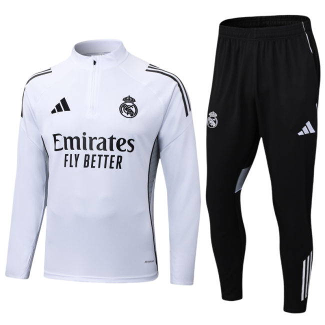2025/26 Kids Real Madrid white Half Pull Training Suit