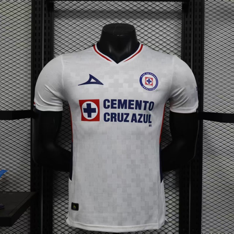 2025-26 Mens Cruz Azul white away Player version soccer Jersey