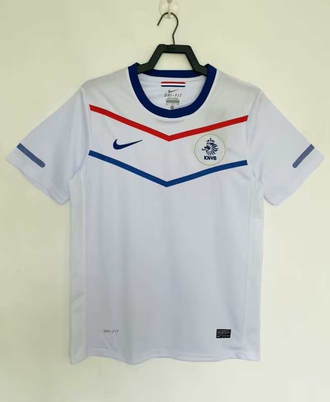 2010 Netherlands white Away Retro Soccer Jersey