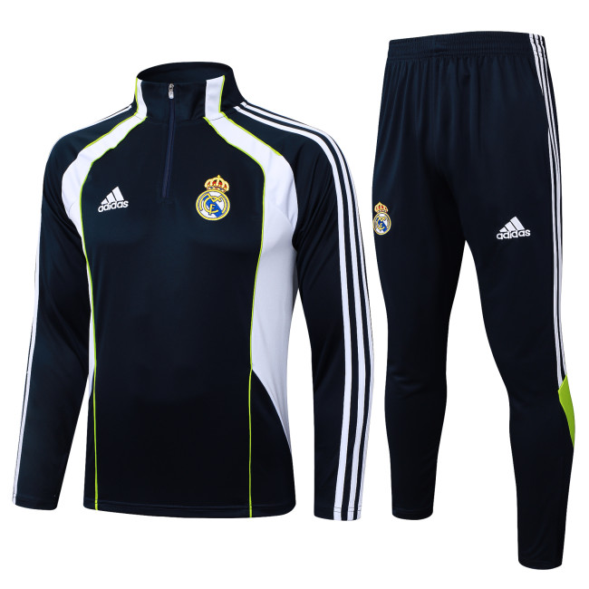 2025/26 Mens Real  Madrid black Half-pull Training Suit