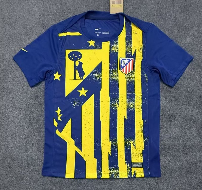 2025-26 Mens Atletico Madrid yellow blue jersey soccer