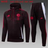2025-26 Kids Mens Bayern Munich red-brown Hoodie Training Suit   E990#