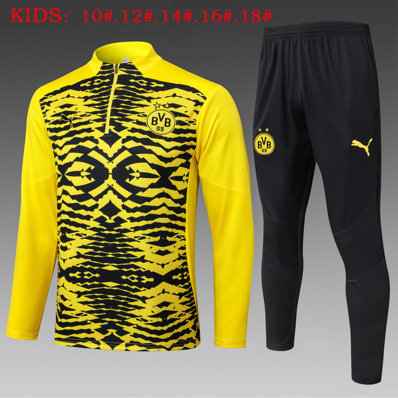24-25 Mens Dortmund Kids Yellow Half Pull Tracksuit