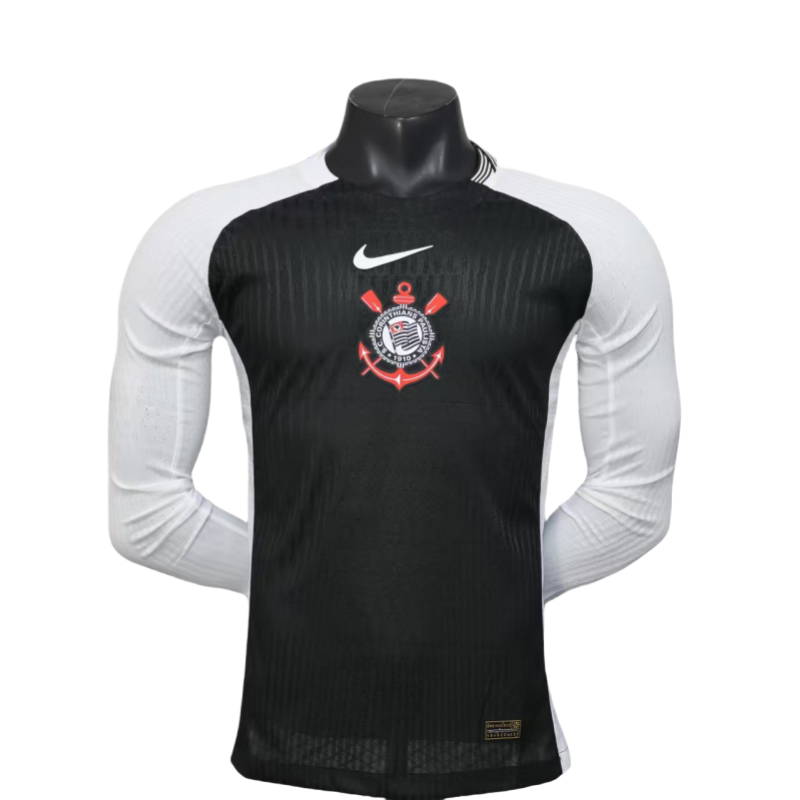 2025/26 Mens Corinthians white black Long sleeve Player  soccer jersey