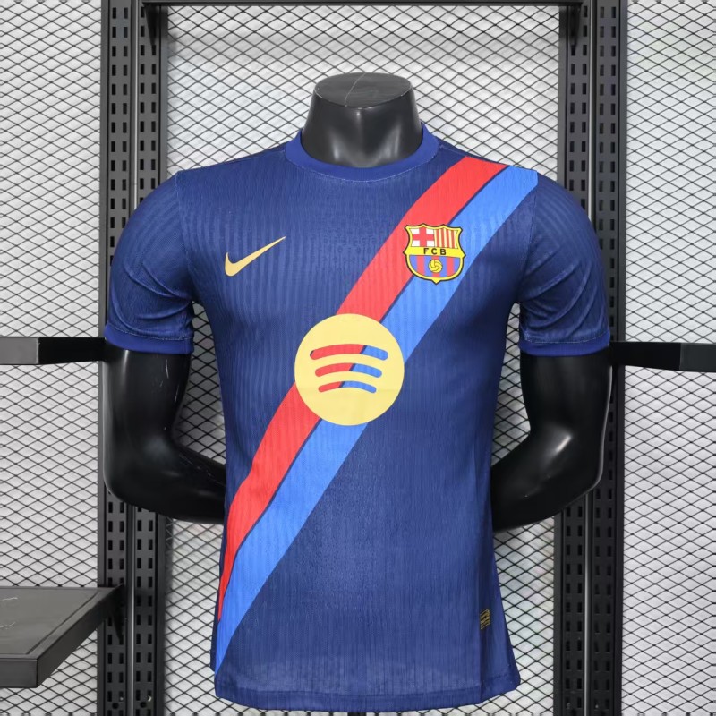Mens Barcelona  Blue Special Edition  Player  soccer jersey 2526