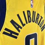 22-23 Indiana Pacers HALIBURTON #0 Yellow Top Quality Hot Pressing NBA Jersey