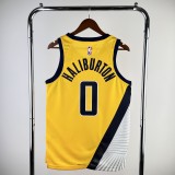 22-23 Indiana Pacers HALIBURTON #0 Yellow Top Quality Hot Pressing NBA Jersey