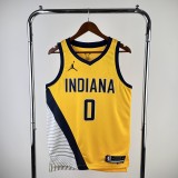 22-23 Indiana Pacers HALIBURTON #0 Yellow Top Quality Hot Pressing NBA Jersey