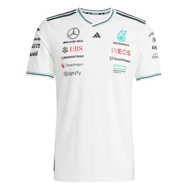2025 F1 Mercedes White T-Shirts Racing Suit