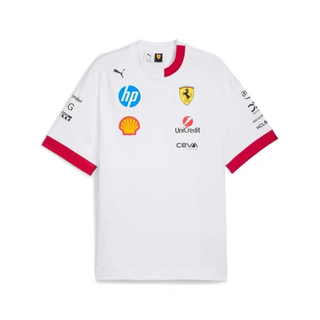 2025 F1 Ferrari White T-Shirts Racing Suit