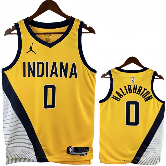22-23 Indiana Pacers HALIBURTON #0 Yellow Top Quality Hot Pressing NBA Jersey