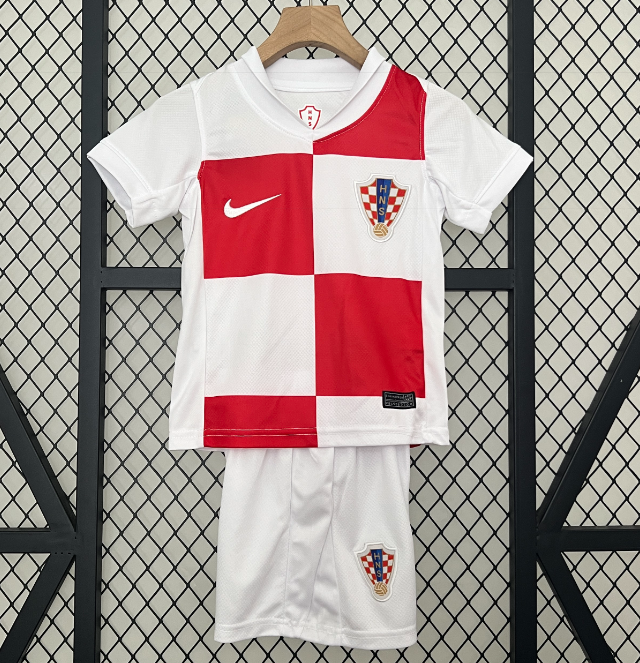 Kids Croatia home Red and white soccer Jersey   2425