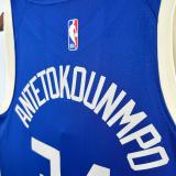 24-25 BUCKS ANTETOKOUNMPO #34 Blue City Edition Top Quality Hot Pressing NBA Jersey(V领)