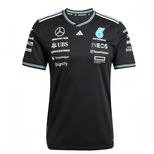 2025 F1 Mercedes Black T-Shirts Racing Suit