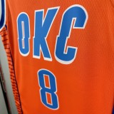 OKC Thunder WILLIAMS #8 Orange Top Quality Hot Pressing NBA Jersey (Trapeze Edition)