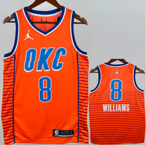 OKC Thunder WILLIAMS #8 Orange Top Quality Hot Pressing NBA Jersey (Trapeze Edition)