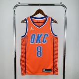 OKC Thunder WILLIAMS #8 Orange Top Quality Hot Pressing NBA Jersey (Trapeze Edition)