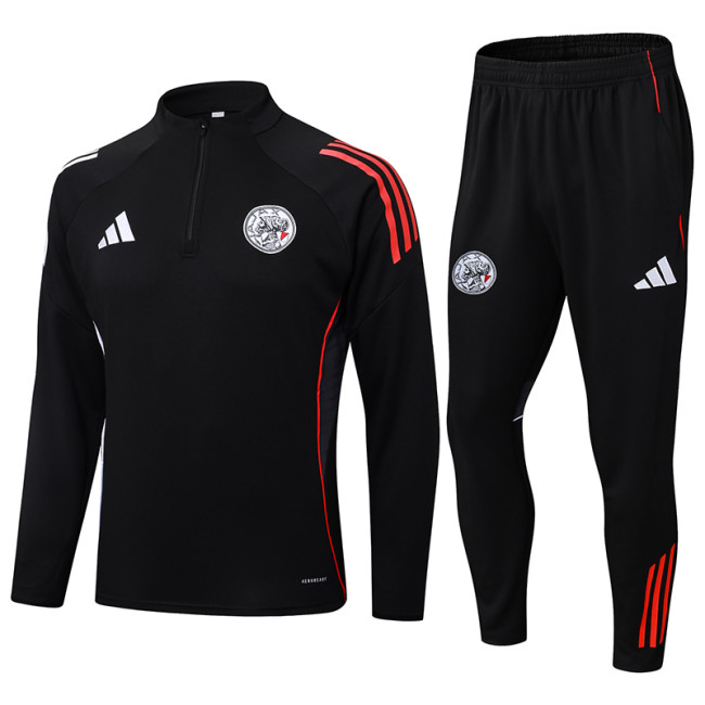 25-26 Ajax Black Half Pull Tracksuit