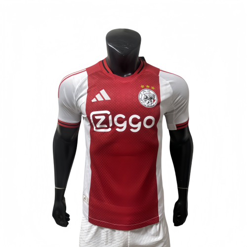 2025-26 Mens Ajax home Red and white  Player Version soccer Jersey
