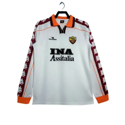 1998-99 Retro Roma white away Long sleeve Jersey