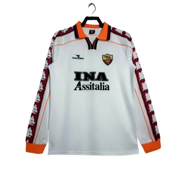 1998-99 Retro Roma white away Long sleeve Jersey