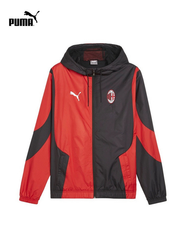 Mens AC red black hooded Windbreaker 2526