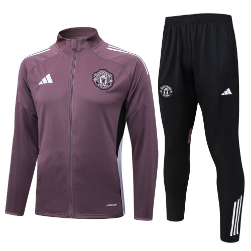 Mens Manchester United Grey purple jacket Training suit  2025/26     A2550#