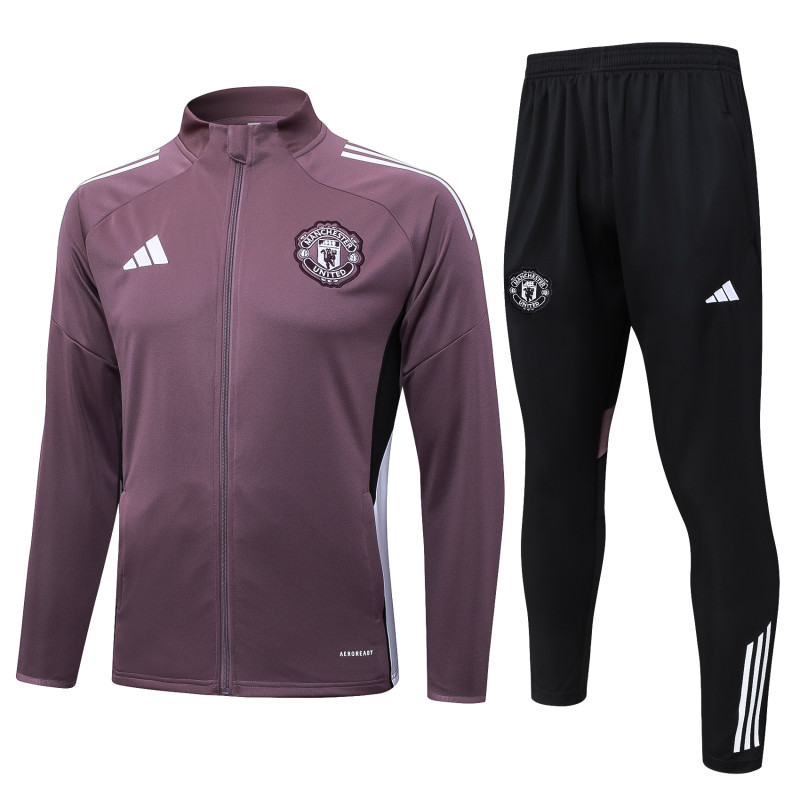 Mens Manchester United Grey purple jacket Training suit  2025/26     A2550#