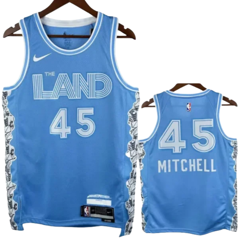 24-25 Cleveland Cavaliers MITCHLL #45 Light blue City Edition Top Quality Hot Pressing NBA Jersey