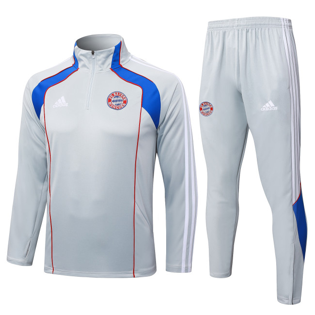2025-26 Mens Bayern Munich light gray Half-pull Training Suit  B2548#