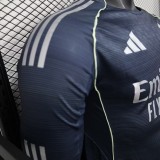 2025-26 Mens Real Madrid away blue Player Version Long sleeves Jersey